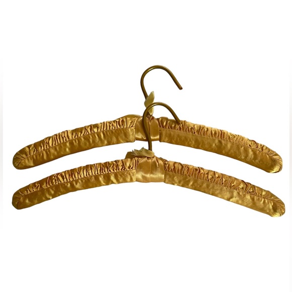 Storage & Organization Vintage Satin Clothes Hangers Mustard Yellow